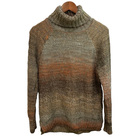 prAna Womens Autumn Rein Sweater Tunic Brown Knit Turtleneck Sz Small - Picture 3 of 10